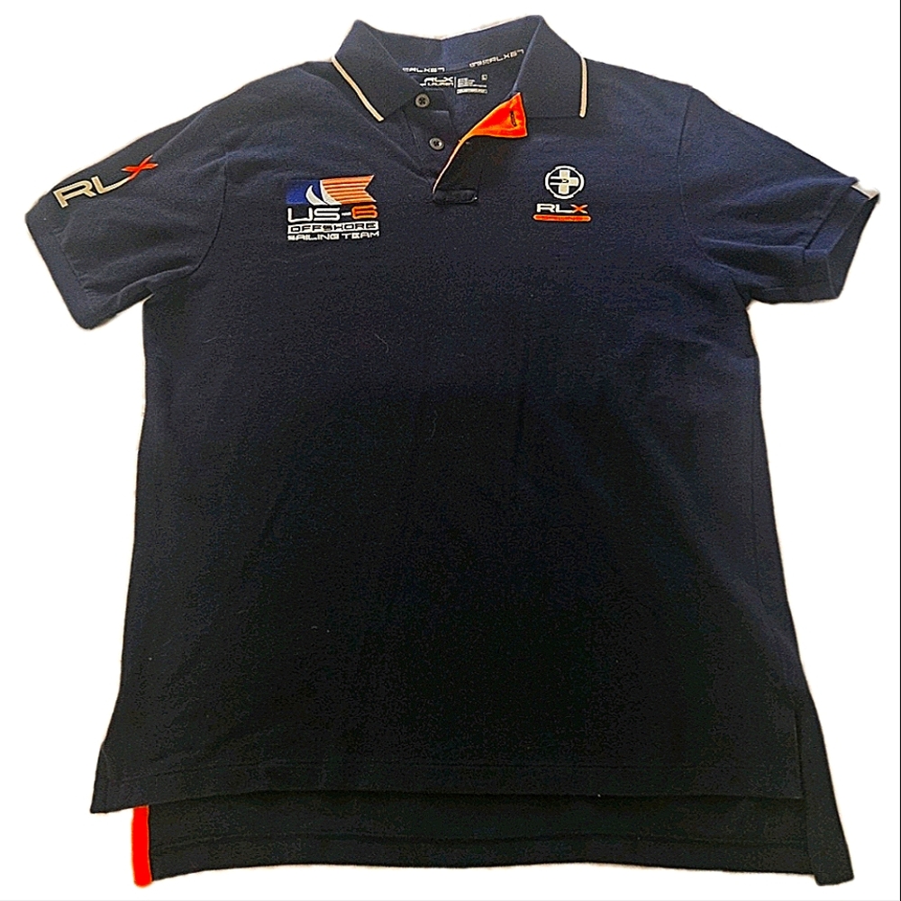 Ralph Lauren RXL Navy Polo with Embroidered Accents
